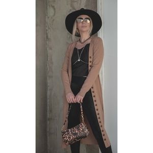 Button front long cardigan